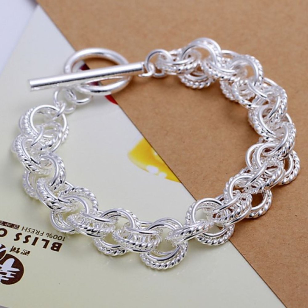 925 Sterling Silver Chain Link Toggle Bracelet_3